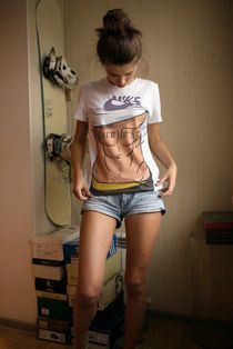 Lusty teen is stretching